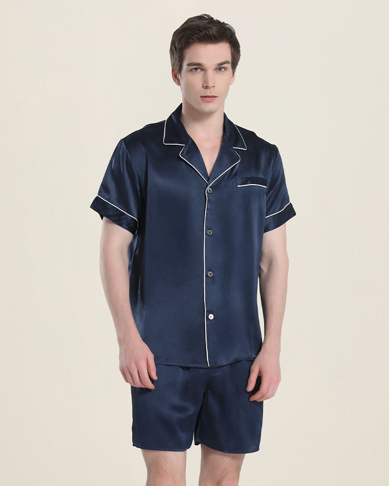 Lässige Seiden-Short-Pyjamas für Herren