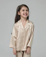 Klassisches Langarm Set Kinder Seiden-Pyjama