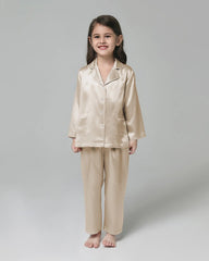 Klassisches Langarm Set Kinder Seiden-Pyjama