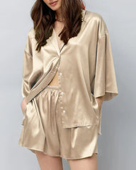 Klassisches Plus-Size-Seiden-Pyjama-Set