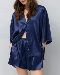 Klassisches Plus-Size-Seiden-Pyjama-Set