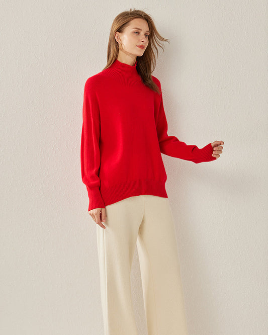 Bequemer Oversized Kaschmir-Pullover mit Rollkragen