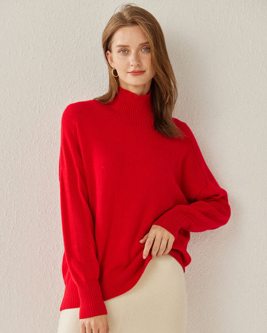 Bequemer Oversized Kaschmir-Pullover mit Rollkragen
