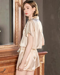 Niedliches Waschbares Seiden-Shorty-Pyjama-Set