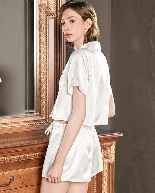 Niedliches Waschbares Seiden-Shorty-Pyjama-Set