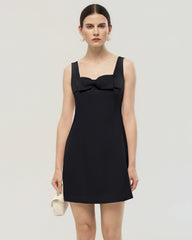 40 Momme Seiden Mini-Kleid mit Schleifenkragen