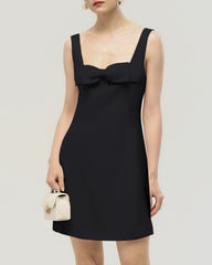 40 Momme Seiden Mini-Kleid mit Schleifenkragen