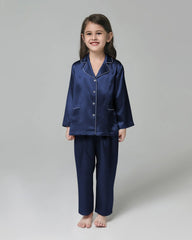 Klassisches Langarm Set Kinder Seiden-Pyjama