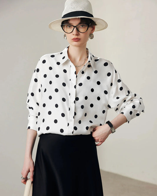 Seidenbluse mit Polkadot-Muster