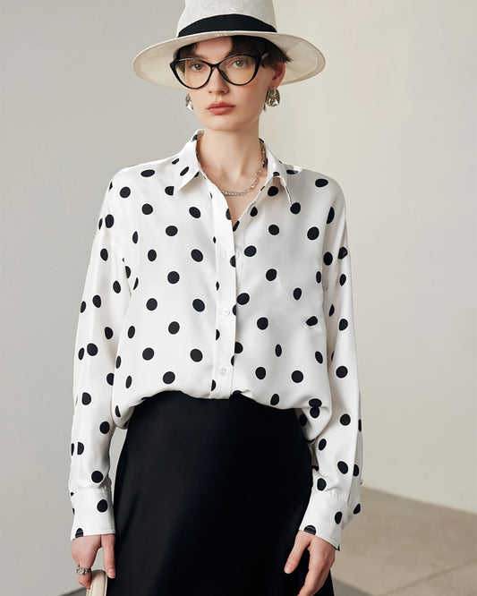Seidenbluse mit Polkadot-Muster