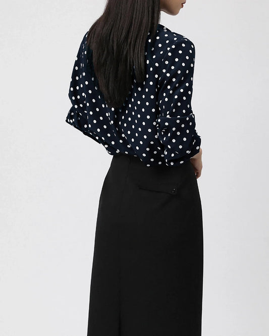Polka Dot Schleifen-Seidenbluse