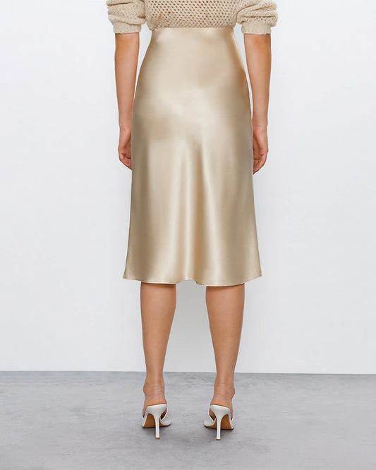 Elegante knielange Seiden-Rock