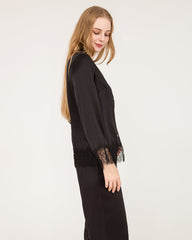 Elegantes Seiden-Pyjamas-Set mit Häkelspitze