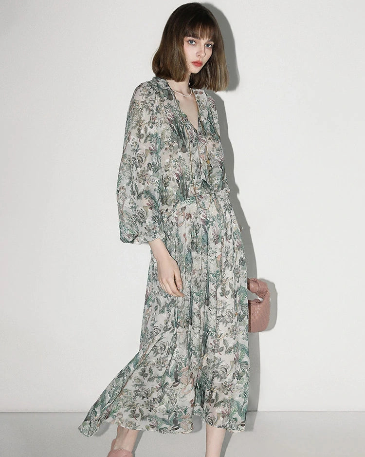 Fairyland Blumen Seidenmaxikleid