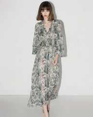 Fairyland Blumen Seidenmaxikleid