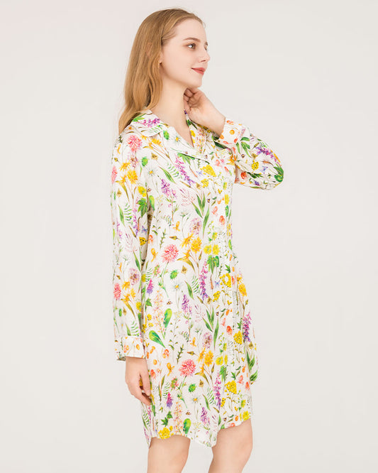 Florales luxuriöses reines Seidennachthemd