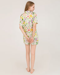 Damen Seiden-Schlafanzüge mit luxuriösem Blumenmuster
