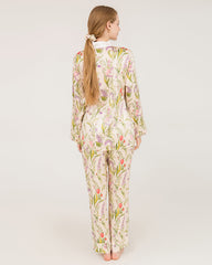 Luxuriöses, reines Seiden-Pyjamas-Set mit Blumenmuster