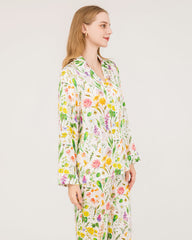 Elegante Seiden-Pyjamaset mit floralem Druckmuster