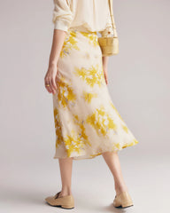 Blumenmuster Seiden Midi Rock