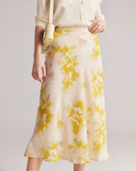 Blumenmuster Seiden Midi Rock