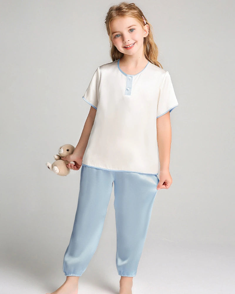 Kurzarm-Seidenpyjama-Set für Mädchen