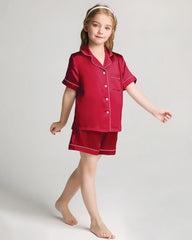 Mädchen Seiden-Pyjama-Set mit Kurzarm und Shorts
