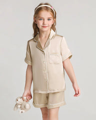 Mädchen Seiden-Pyjama-Set mit Kurzarm und Shorts