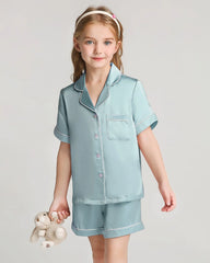 Mädchen Seiden-Pyjama-Set mit Kurzarm und Shorts