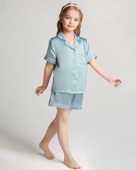 Mädchen Seiden-Pyjama-Set mit Kurzarm und Shorts
