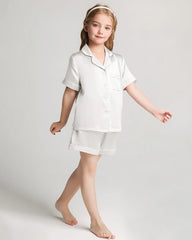 Mädchen Seiden-Pyjama-Set mit Kurzarm und Shorts