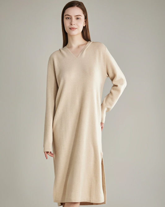 Kaschmir-Kleid mit Kapuze