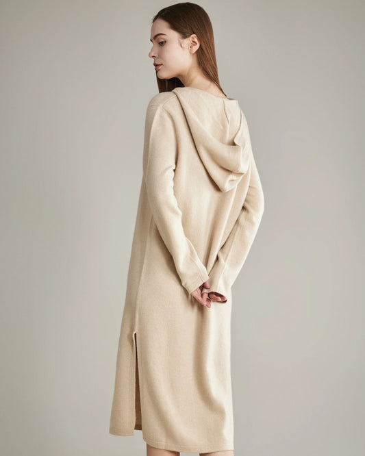 Kaschmir-Kleid mit Kapuze