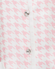 Seiden-Schlafanzüge mit Houndstooth-Muster und Swarovski-Knöpfen