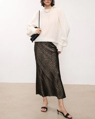 Midi-Seidenrock Leopard