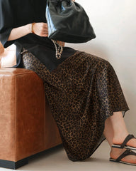 Midi-Seidenrock Leopard