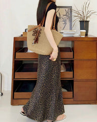 Midi-Seidenrock Leopard