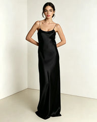Fließendes Triacetat-Maxikleid mit tiefem Rückenausschnitt