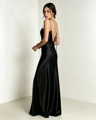 Fließendes Triacetat-Maxikleid mit tiefem Rückenausschnitt