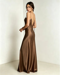 Fließendes Triacetat-Maxikleid mit tiefem Rückenausschnitt