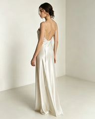 Fließendes Triacetat-Maxikleid mit tiefem Rückenausschnitt