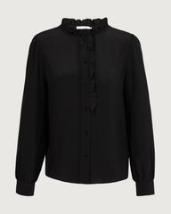 Langärmelige Seidenbluse mit Rüschendetail