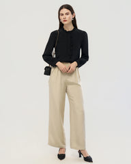 Langärmelige Seidenbluse mit Rüschendetail