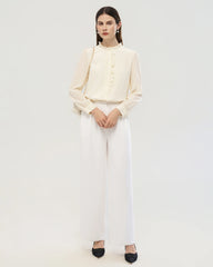 Langärmelige Seidenbluse mit Rüschendetail