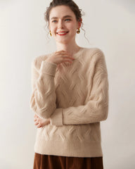 Luxus-Zopfmuster-Kaschmirpullover