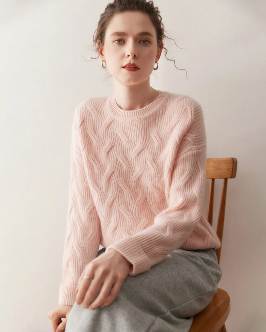 Luxus-Zopfmuster-Kaschmirpullover