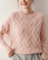 Luxus-Zopfmuster-Kaschmirpullover