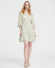 Frühjahrsmoos Paisley Seiden Minikleid