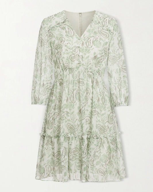 Frühjahrsmoos Paisley Seiden Minikleid