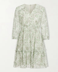 Frühjahrsmoos Paisley Seiden Minikleid
